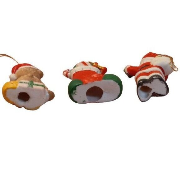 Christmas Ornaments Set Of 3 Ceramic Santa Bear Stocking 7-Eleven Citgo Vintage - Picture 9 of 9